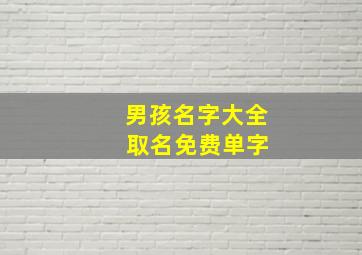 男孩名字大全 取名免费单字